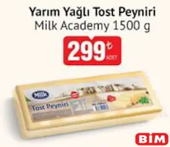 MİLK ACADEMY YARIM YAĞLI TOST PEYNİRİ 1500 G fiyat ve kampanya bilgisi